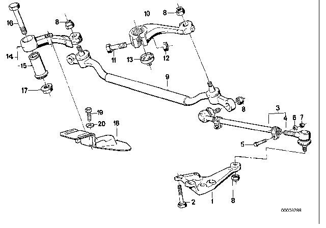 1994 BMW 740i Steering Linkage / Tie Rods Diagram