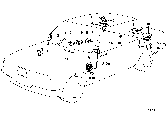 1983 BMW 733i Left Corner Moulding With Tweeter Diagram for 65131377777