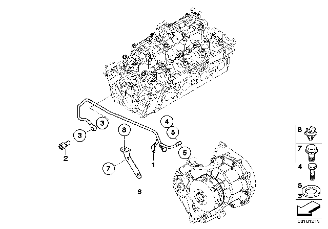 2008 BMW Alpina B7 Bracket Oil Pipe Diagram for 11427966215