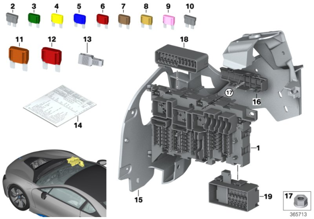 2016 BMW i8 Fuse Maxi, Red Diagram for 61138367154