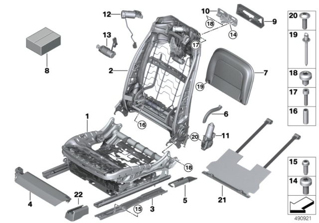 2017 BMW 750i xDrive Front Seat"Captains Chair" Diagram