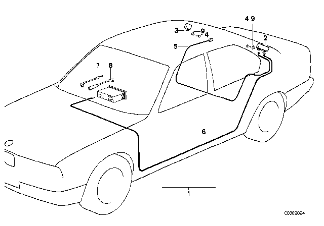 1996 BMW M3 Antenna Cable Diagram for 65248359269