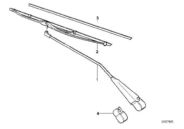 1984 BMW 733i Wiper Arm / Wiper Blade Diagram 1