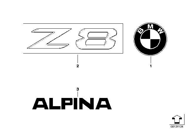 2002 BMW Z8 Deck Lid Emblem Rear Diagram for 51147009130