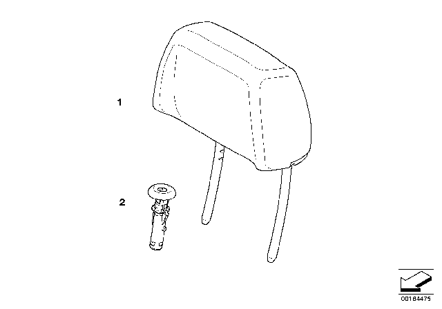 2011 BMW 135i Headrest Imitation Leather Diagram for 52107280364