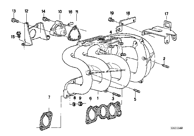 1991 BMW 525i Intake Manifold System Diagram
