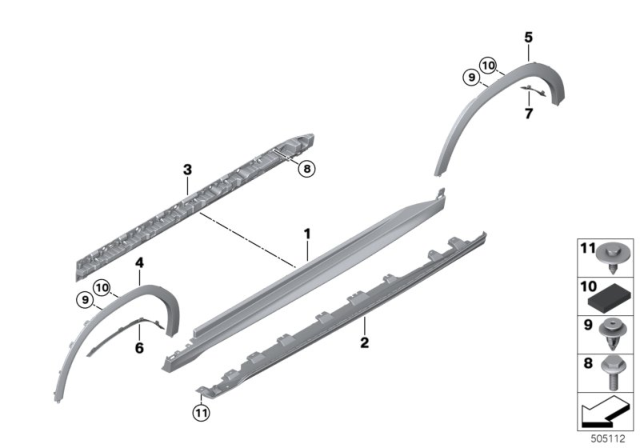 2020 BMW X6 M Trim, Sill / Wheel Arch Diagram