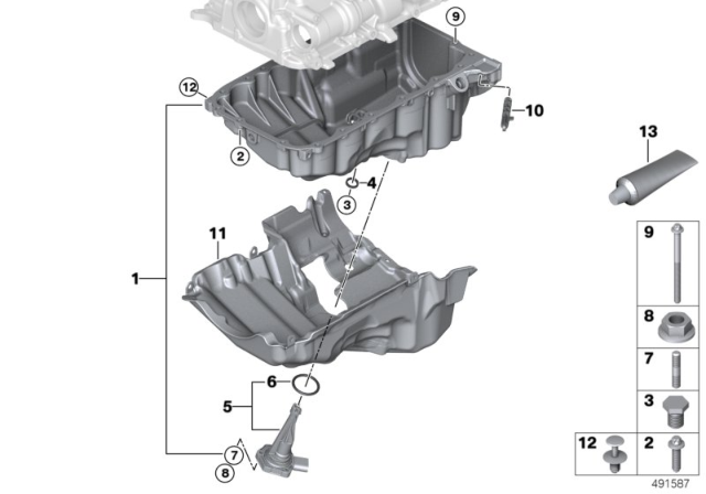 2019 BMW Z4 ACOUSTIC COVER FOR OIL PAN Diagram for 11148583377