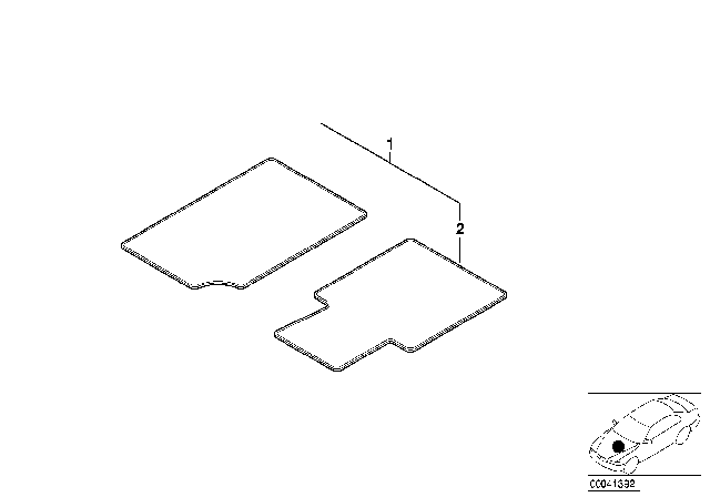 2001 BMW Z3 Floor Mats Velours Diagram