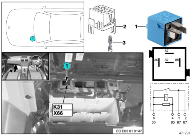 2005 BMW 330Ci Relay, Cigarette Lighter Diagram