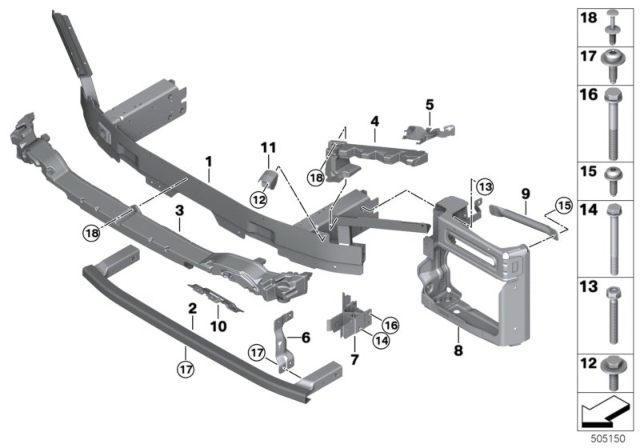 2020 BMW X6 Support, Front Diagram