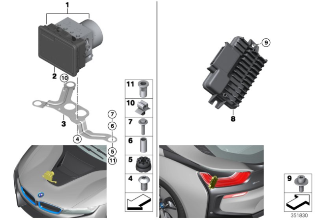 2017 BMW i8 Hydro Unit DSC / Control Unit / Fastening Diagram