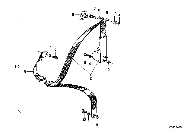 1976 BMW 530i Rear Safety Belt Mounting Parts Diagram