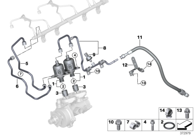 2019 BMW M4 High-Pressure Pump / Tubing Diagram