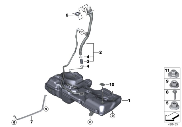 2020 BMW M235i xDrive Gran Coupe Fuel Tank Mounting Parts Diagram