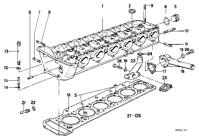 1991 BMW M5 Cylinder Head Diagram for 11121311684