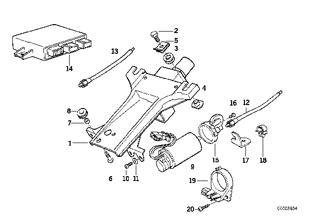 1991 BMW 850i Steering Column - Electrical Adjust. / Single Parts Diagram