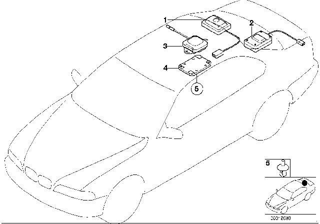 2003 BMW M5 Magnetic Field Probe / GPS Antenna Diagram