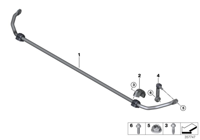 2017 BMW X1 Stabilizer, Rear Diagram