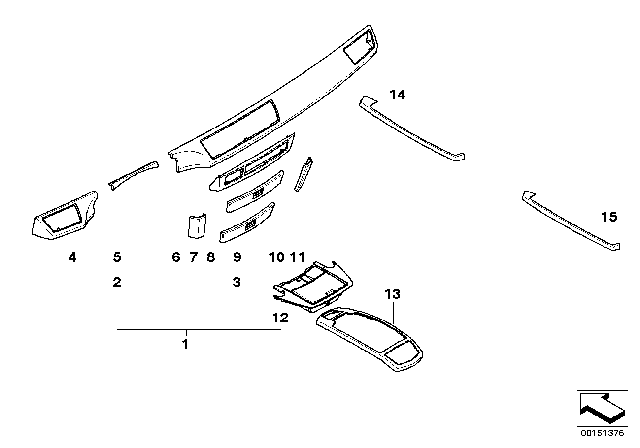 2004 BMW 745Li Set Of Wood Covers Diagram for 51457025318