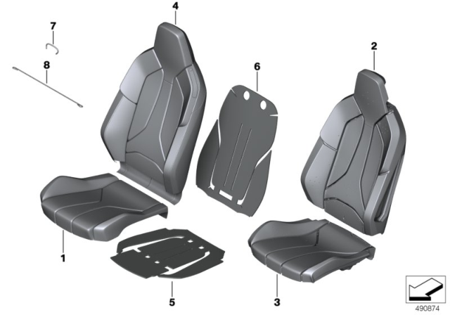 2020 BMW i8 SPORTS SEAT COVER LEATHER LE Diagram for 52107483267