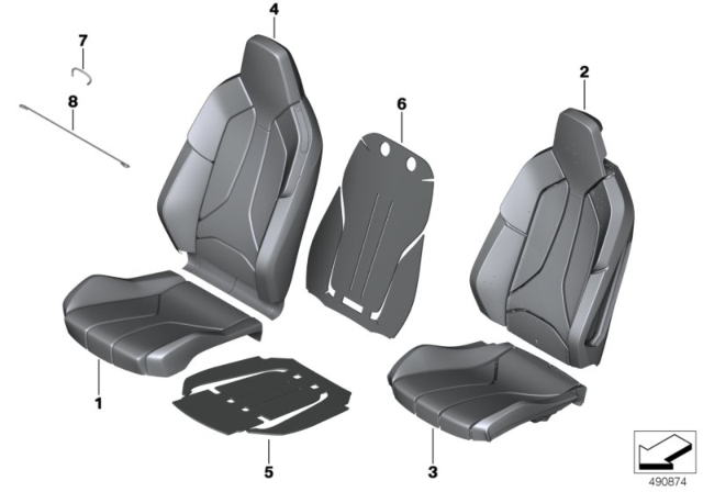 2020 BMW i8 FOAM PAD SPORT BACKREST RIGH Diagram for 52107455548