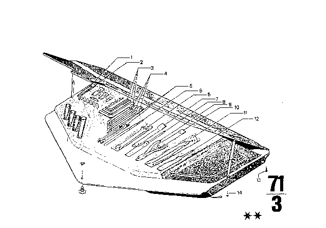 1973 BMW Bavaria Tool Kit / Lifting Jack Diagram 3