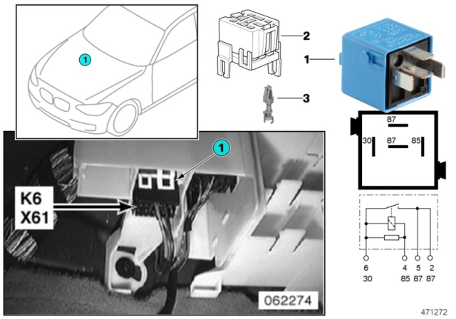 2001 BMW M3 Relay, Headlight Cleaning System Diagram