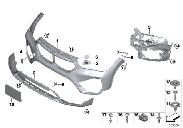 2020 BMW X1 SET OF MOUNTS, FRONT PDC / P Diagram for 51119451698