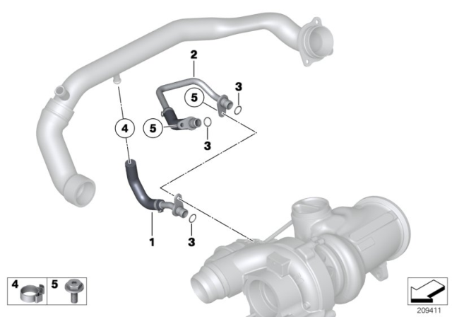 2013 BMW 640i Cooling System, Turbocharger Diagram