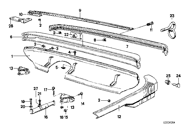 1980 BMW 733i Bumper, Rear Diagram