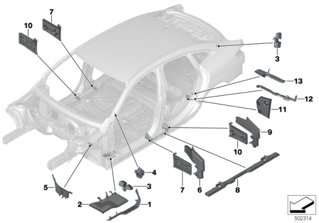 2020 BMW 228i xDrive Gran Coupe MOULDED PART COLUMN A, BOTTO Diagram for 41007434667