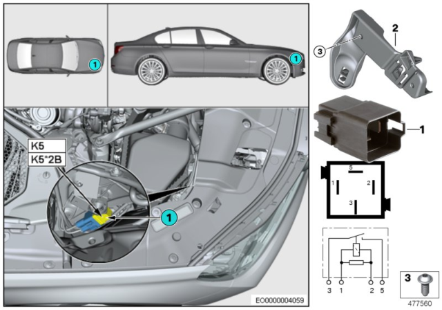 2019 BMW 740i Relay, Electric Fan Motor Diagram