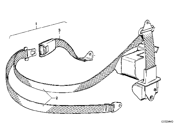 1979 BMW 320i Rear Right Seat Belt Diagram for 72111868884