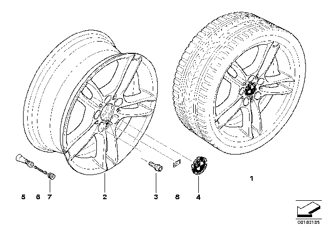 2008 BMW 135i BMW LA Wheel, M Double Spoke Diagram 1