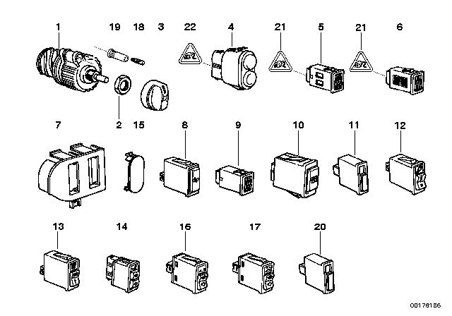 1997 BMW M3 Various Switches Diagram 1