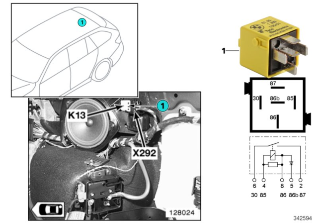 2000 BMW 323i Relay, Heated Rear Window Diagram 2