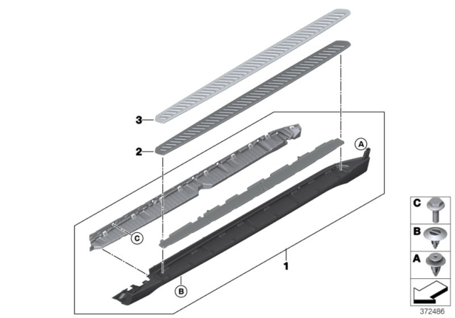 2016 BMW X6 Retrofit Kit, Aluminum Footboard Diagram