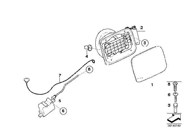 2008 BMW 328i Fill-In Flap Diagram