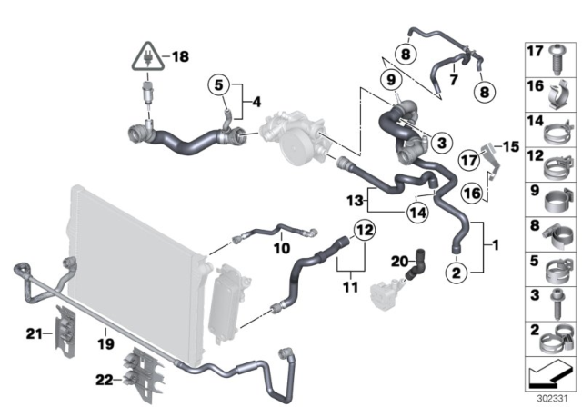 2014 BMW Alpina B7L xDrive Cooling System - Water Hoses Diagram
