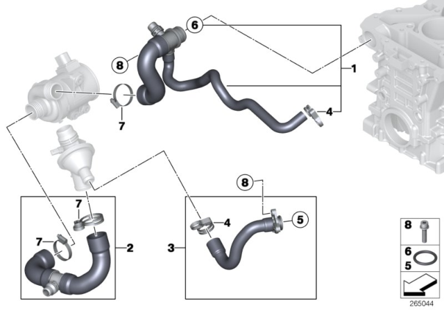 2012 BMW 328i Cooling System - Water Hoses Diagram