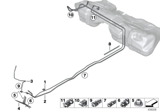2020 BMW 440i Fuel Pipes / Mounting Parts Diagram