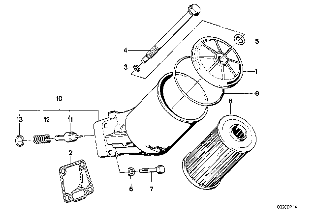 1990 BMW 735i Oil Filter Element Set Diagram for 11429063138