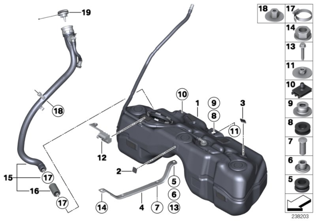2012 BMW X3 Fuel Tank Mounting Parts Diagram