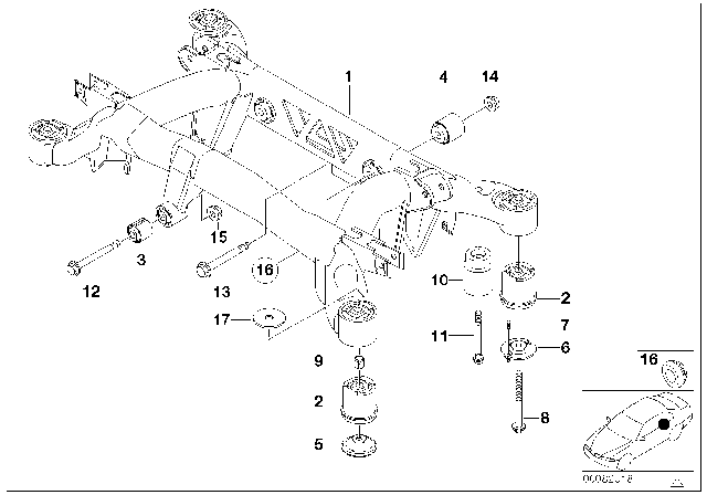 1997 BMW 750iL Rear Axle Carrier Diagram