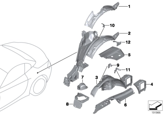 2015 BMW Z4 Rear Wheelhouse / Floor Parts Diagram