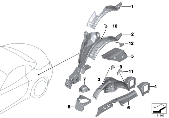 2012 BMW Z4 Left Inner Lateral Trim Panel Diagram for 41007225055