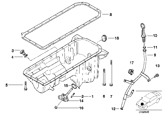 2005 BMW 325i Oil Pan / Oil Level Indicator Diagram