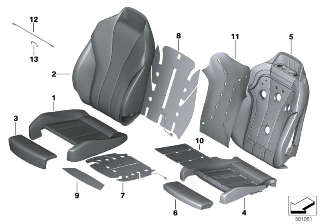 2020 BMW 840i xDrive Gran Coupe Seat, Front, Cushion & Cover Diagram 1