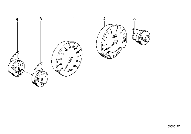 1991 BMW 735i Instrument Cluster Speedometer Diagram for 62111388777